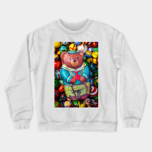 Bear Tin With Colorful Marbles Crewneck Sweatshirt by photogarry